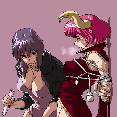 kusanagi motoko and longhorn-tan (os-tan and 1 more) drawn by rakugaki_(artist)