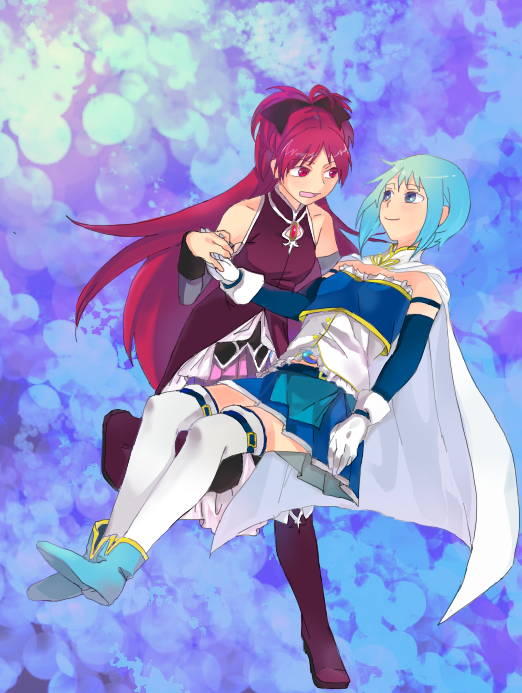 miki sayaka and sakura kyoko (mahou shoujo madoka magica) drawn by pamuta
