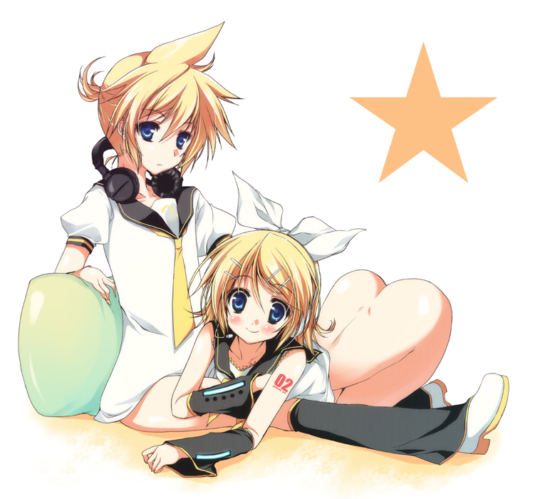 kagamine rin and kagamine len (vocaloid) drawn by purinpurin