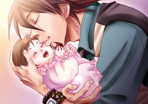 kaburagi t. kotetsu and kaburagi kaede (tiger & bunny) drawn by tessa_(gu_gu_917)