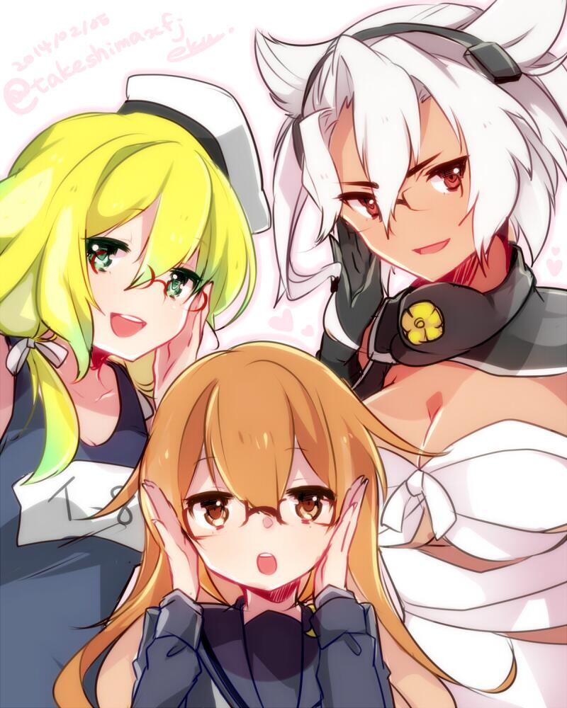 musashi, i-8, and mochizuki (kantai collection) drawn by takeshima_eku