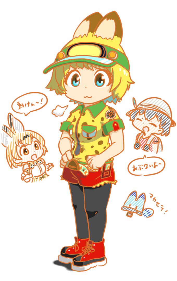 serval, kaban, and lucky beast (kemono friends) drawn by appleq