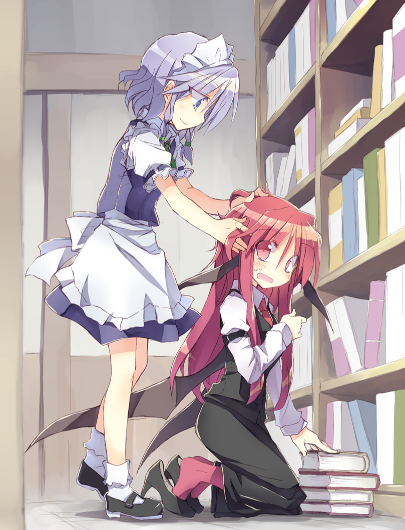 izayoi sakuya and koakuma (touhou) drawn by satou_kibi