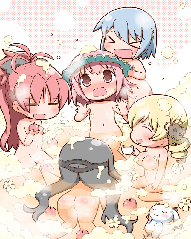 akemi homura, kaname madoka, miki sayaka, sakura kyoko, tomoe mami, and 1 more (mahou shoujo madoka magica) drawn by gerotan