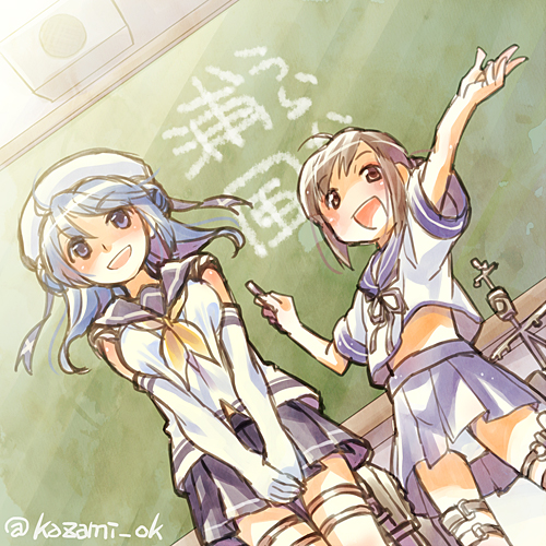 fubuki and urakaze (kantai collection) drawn by kazami_miki