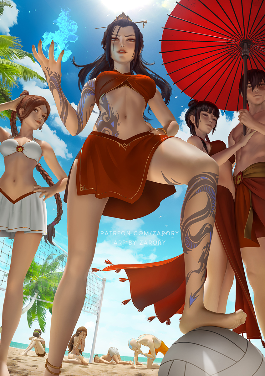toph beifong, azula, katara, aang, zuko, and 3 more (avatar legends and 1 more) drawn by zarory