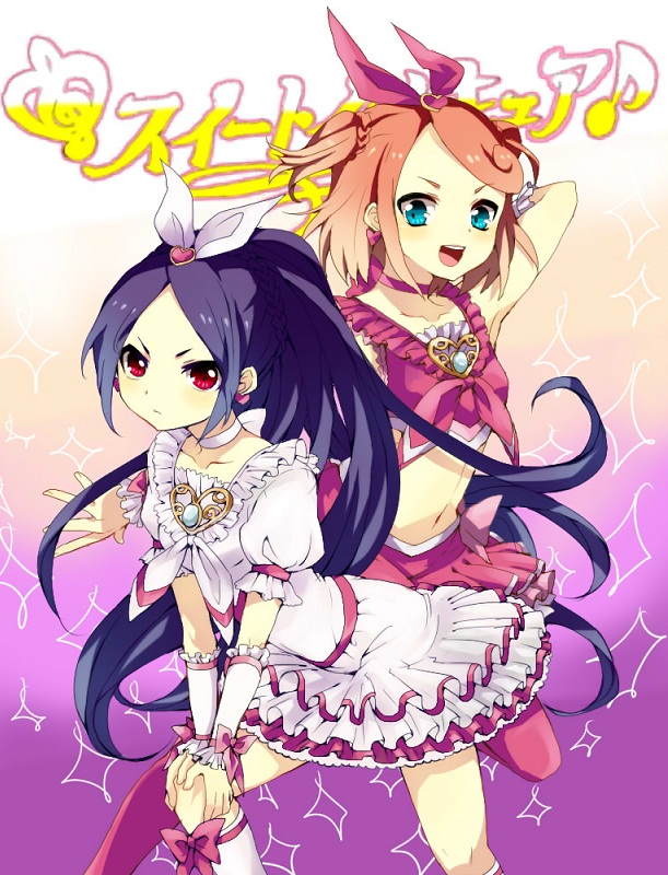 cure melody, cure rhythm, hasuike an, and touchi ai (precure and 2 more) drawn by kuzumiya_yuyu