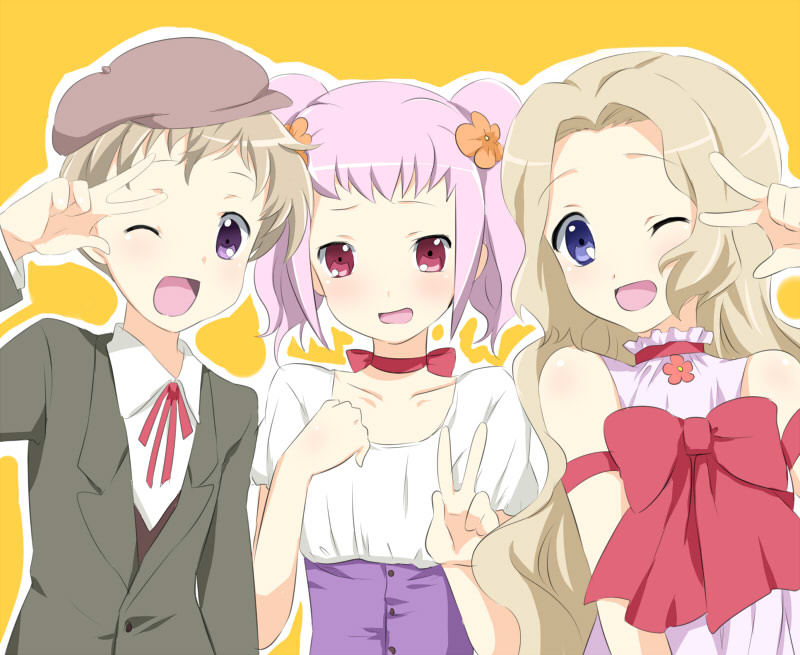 nunnally vi britannia, anya alstreim, and rolo lamperouge (code geass) drawn by maruki_(punchiki)