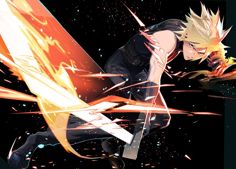cloud strife (final fantasy and 2 more) drawn by cofffee