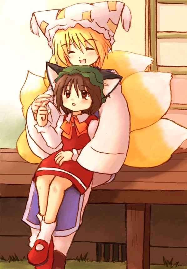 yakumo ran and chen (touhou) drawn by eijima_moko