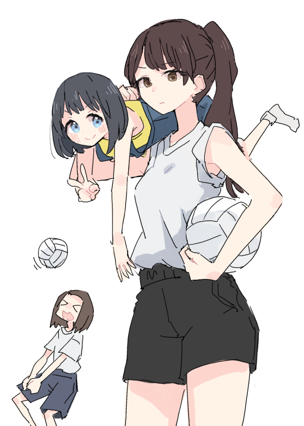 akebi kao, usagihara touko, and washio hitomi (akebi-chan no serafuku) drawn by shiroshi_(denpa_eshidan)