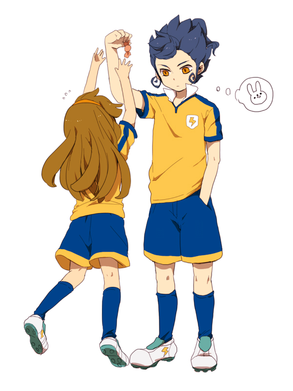 tsurugi kyousuke and nanobana kinako (inazuma eleven and 2 more) drawn by tomo_(sjim)