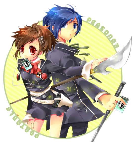 yuuki makoto and shiomi kotone (persona and 2 more) drawn by shooting428star