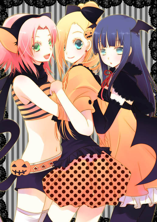 haruno sakura, hyuuga hinata, and yamanaka ino (naruto) drawn by yoshizuna