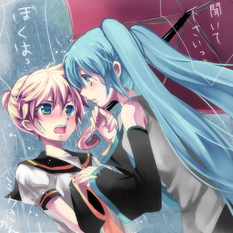 hatsune miku and kagamine len (vocaloid) drawn by hikari_no