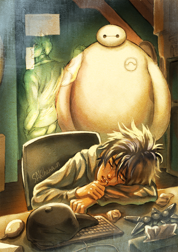 baymax, hiro hamada, and tadashi hamada (disney and 1 more) drawn by nabeya_sakihana