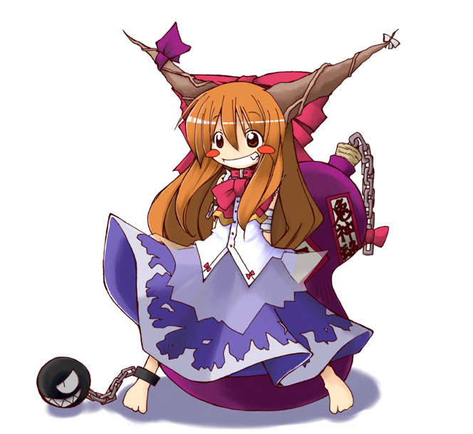 ibuki suika and chain chomp (touhou and 1 more) drawn by mogito
