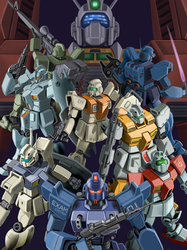 gm, ideon, ground gm, blue destiny 01, gm custom, and 4 more (gundam and 6 more) drawn by dorasu