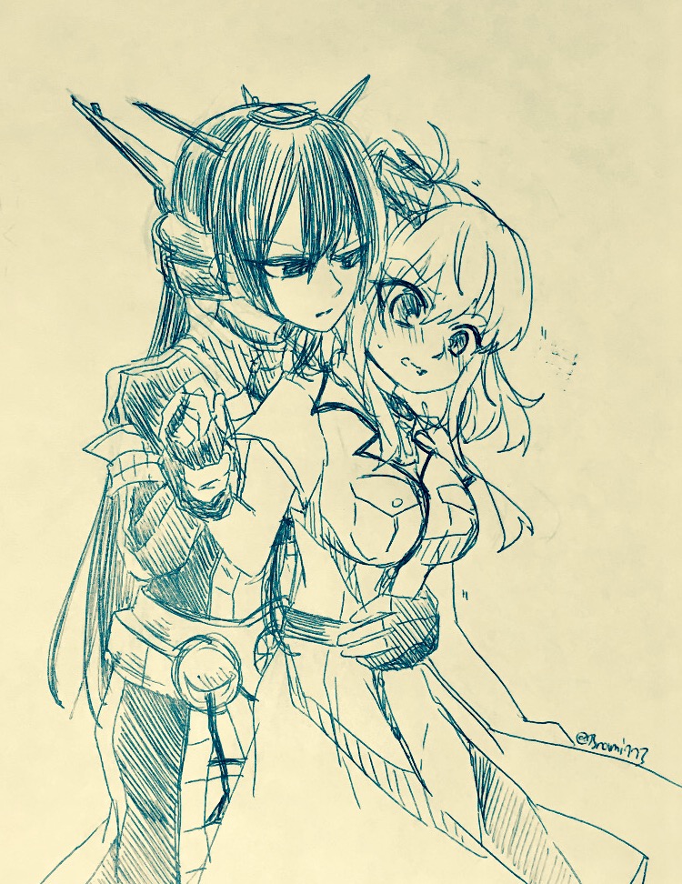 nagato, saratoga, nagato kai ni, and saratoga mk ii (kantai collection) drawn by nami_nami_(belphegor-5812)