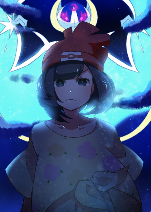 selene and lunala (pokemon and 1 more) drawn by mochi_(g_mochi)