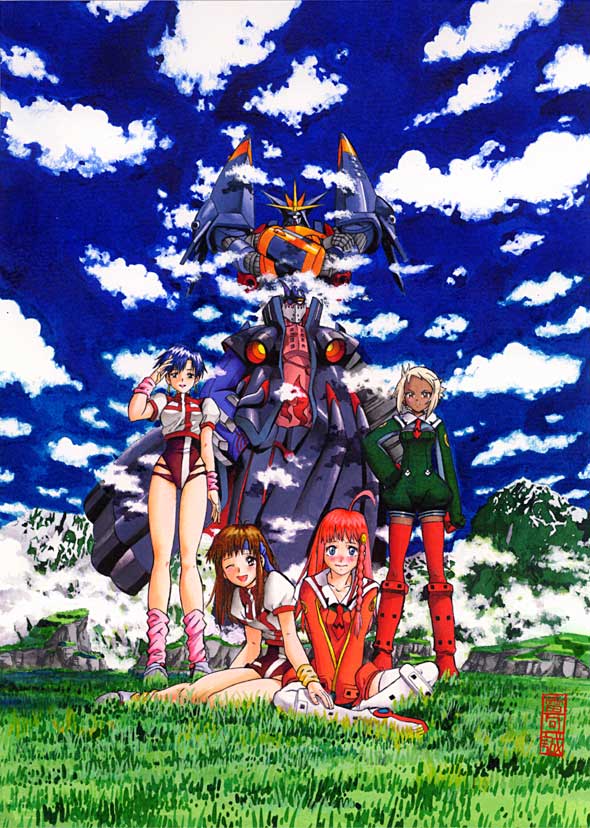 nono, takaya noriko, lal'c mellk mal, gunbuster, amano kazumi, and 1 more (top wo nerae! and 1 more) drawn by raiku_makoto