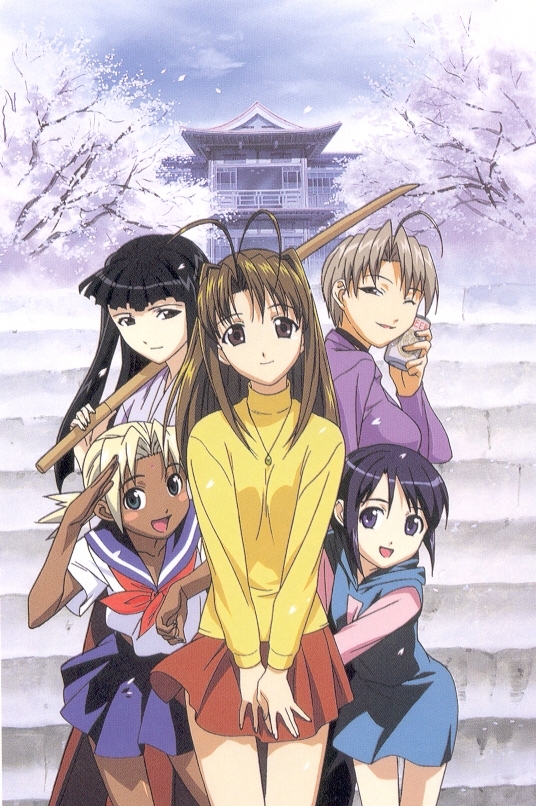 narusegawa naru, maehara shinobu, aoyama motoko, konno mitsune, and kaolla su (love hina)