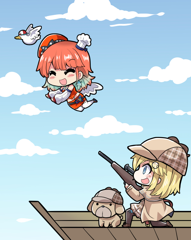 takanashi kiara, watson amelia, subaru duck, and bubba (hololive and 1 more) drawn by colonel_aki