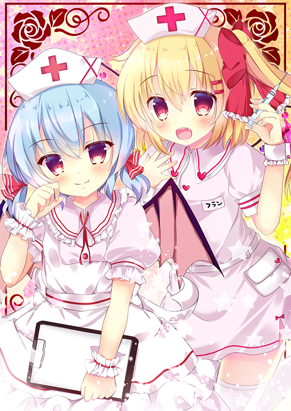 remilia scarlet and flandre scarlet (touhou) drawn by rikatan