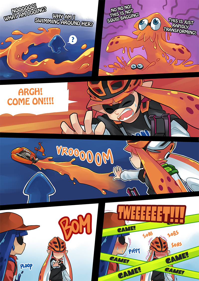 inkling player character and inkling girl (splatoon and 1 more) drawn by gomipomi