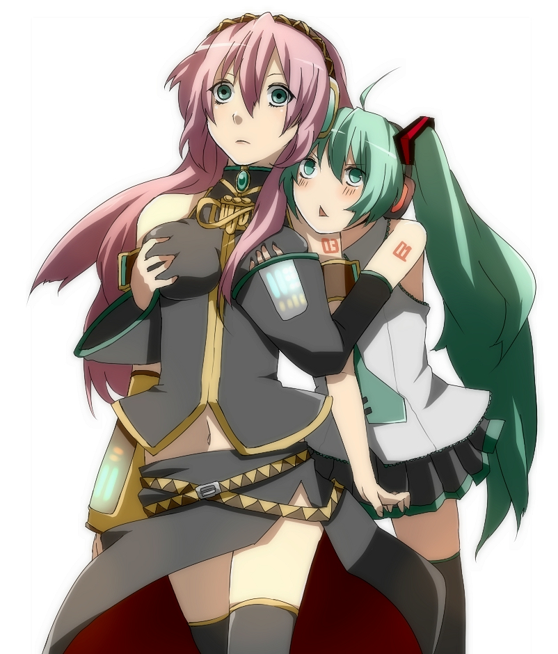 hatsune miku and megurine luka (vocaloid) drawn by jingiruu