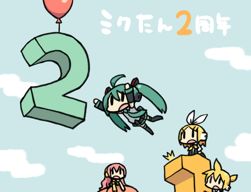 hatsune miku, kagamine rin, kagamine len, and megurine luka (vocaloid) drawn by chan_co