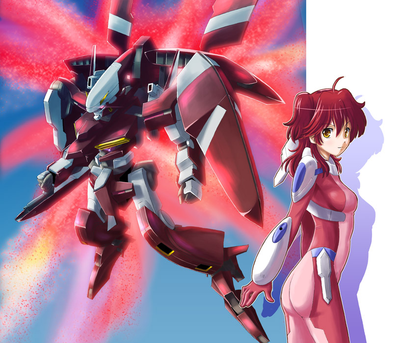 nena trinity and gundam throne drei (gundam and 1 more) drawn by yone