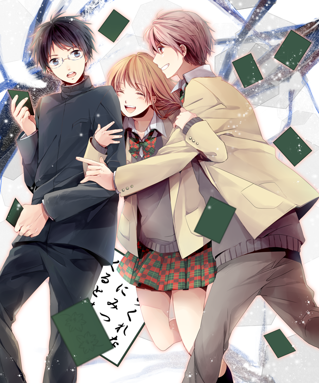 ayase chihaya, mashima taichi, and wataya arata (chihayafuru) drawn by s-kura