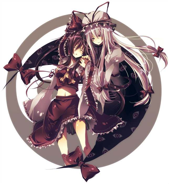 hakurei reimu and yakumo yukari (touhou) drawn by hiiroen