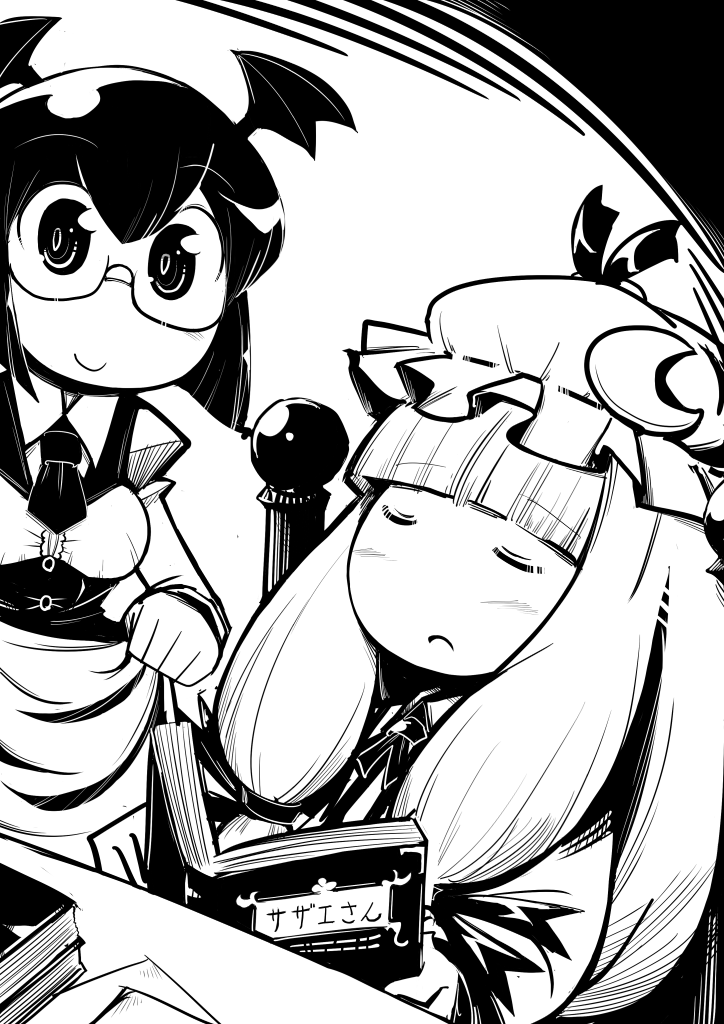 patchouli knowledge and koakuma (touhou) drawn by maru-sun