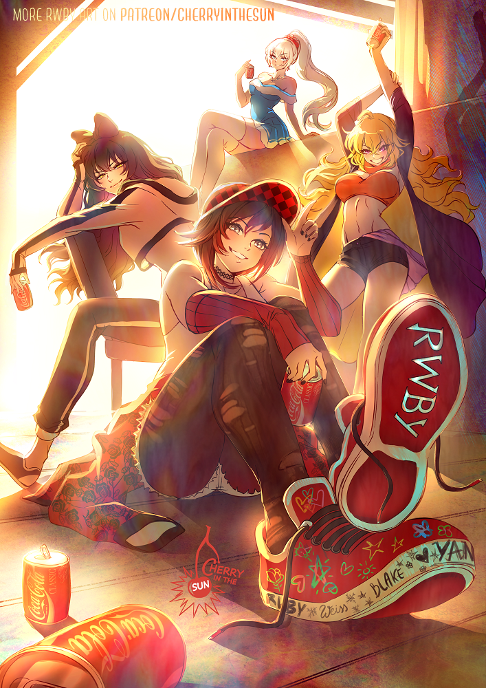 ruby rose, weiss schnee, yang xiao long, and blake belladonna (rwby and 1 more) drawn by cherry_in_the_sun