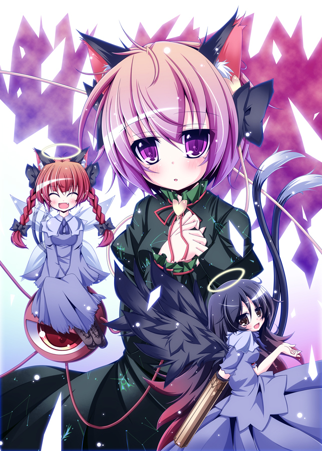 komeiji satori, kaenbyou rin, reiuji utsuho, and zombie fairy (touhou) drawn by futase_hijiri