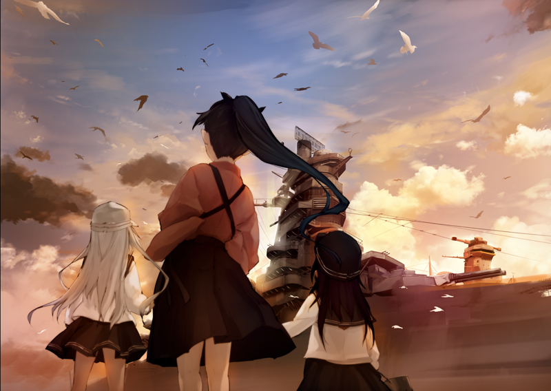 hibiki, akatsuki, houshou, and verniy (kantai collection) drawn by blockhead_bh