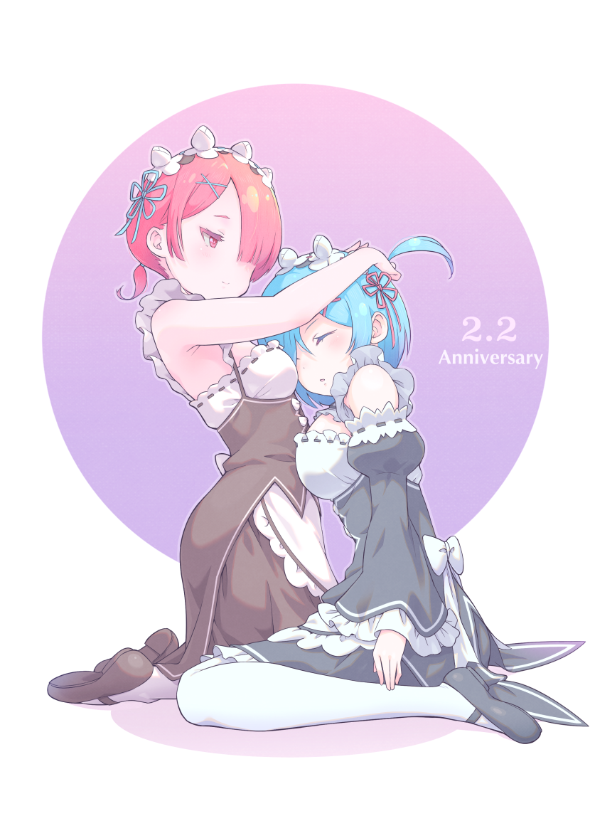 rem and ram (re:zero kara hajimeru isekai seikatsu) drawn by tomamatto