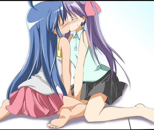 hiiragi kagami and izumi konata (lucky star) drawn by sen_(astronomy)