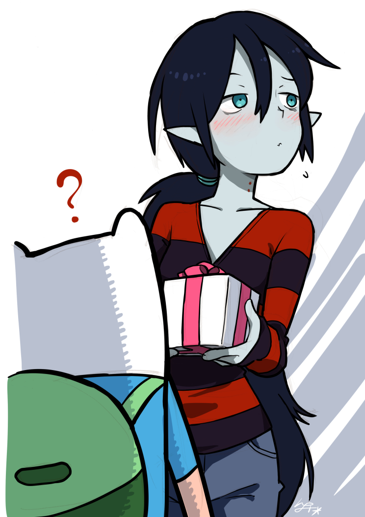 marceline abadeer and finn the human (adventure time) drawn by io_naomichi