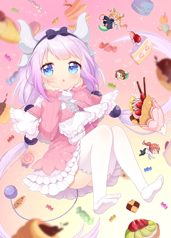 kanna kamui, tohru, kobayashi, and saikawa riko (kobayashi-san chi no maidragon) drawn by moorina