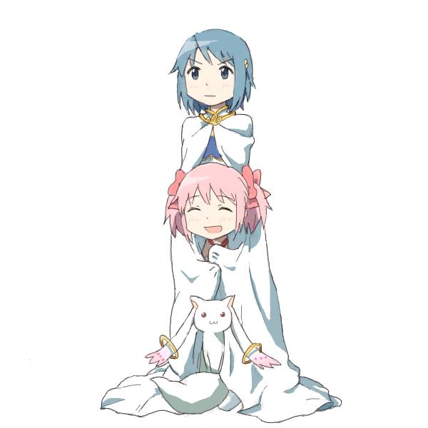 kaname madoka, miki sayaka, and kyubey (mahou shoujo madoka magica) drawn by nao-08