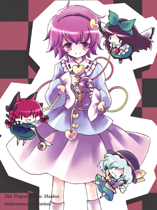 komeiji koishi, komeiji satori, kaenbyou rin, and reiuji utsuho (touhou) drawn by suzuki_ao