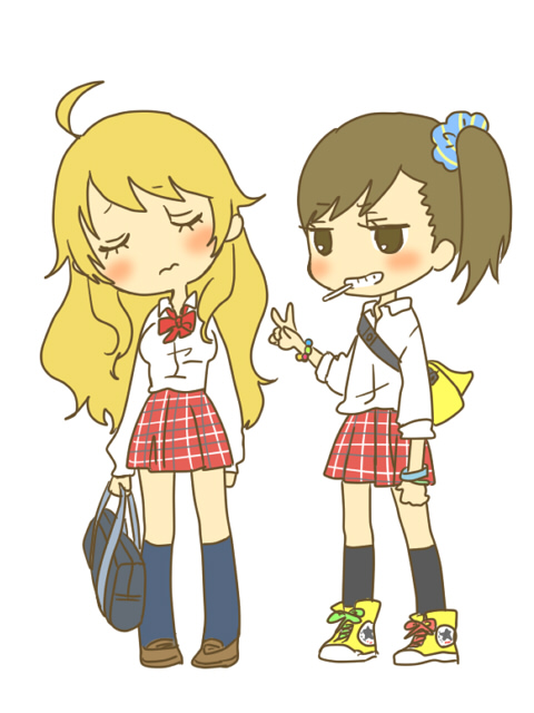 hoshii miki and futami mami (idolmaster) drawn by moji_(ooyr)