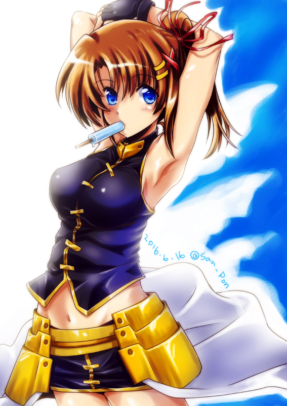 yagami hayate (lyrical nanoha and 1 more) drawn by san-pon