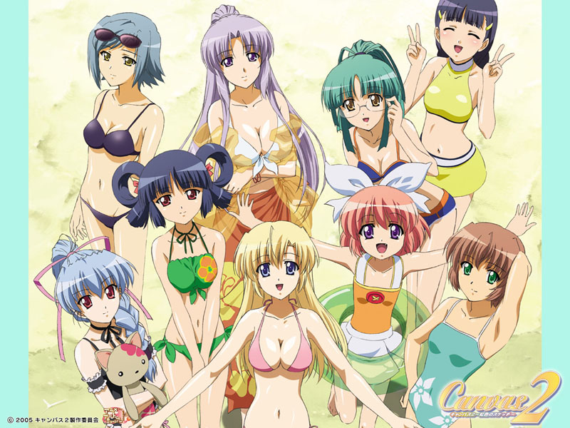 housen elis, fujinami tomoko, hagino kana, kikyou kiri, takeuchi mami, and 3 more (canvas and 1 more) drawn by nitta_yasunari