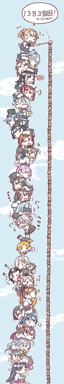 hamakaze, amatsukaze, yukikaze, asashio, shiranui, and 22 more (kantai collection) drawn by saki_(little_crown)