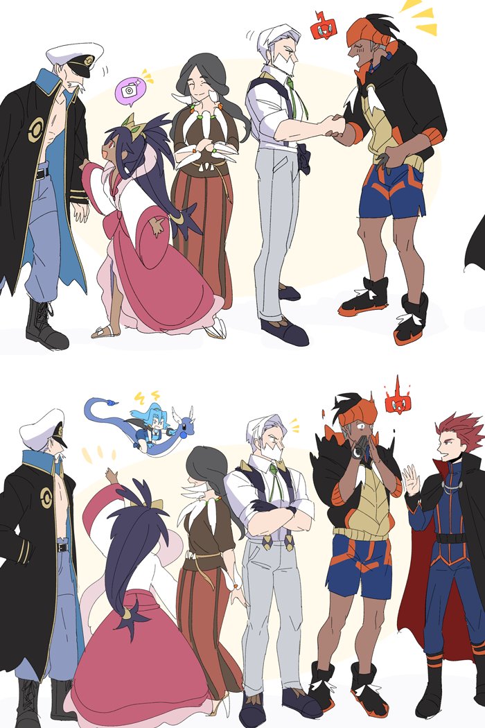 rotom, raihan, rotom phone, iris, lance, and 5 more (pokemon and 6 more) drawn by maccha_(mattya_xxxx)