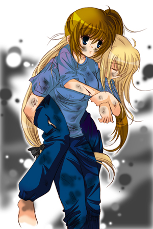 fate testarossa and takamachi nanoha (lyrical nanoha and 1 more) drawn by hina_sasaki